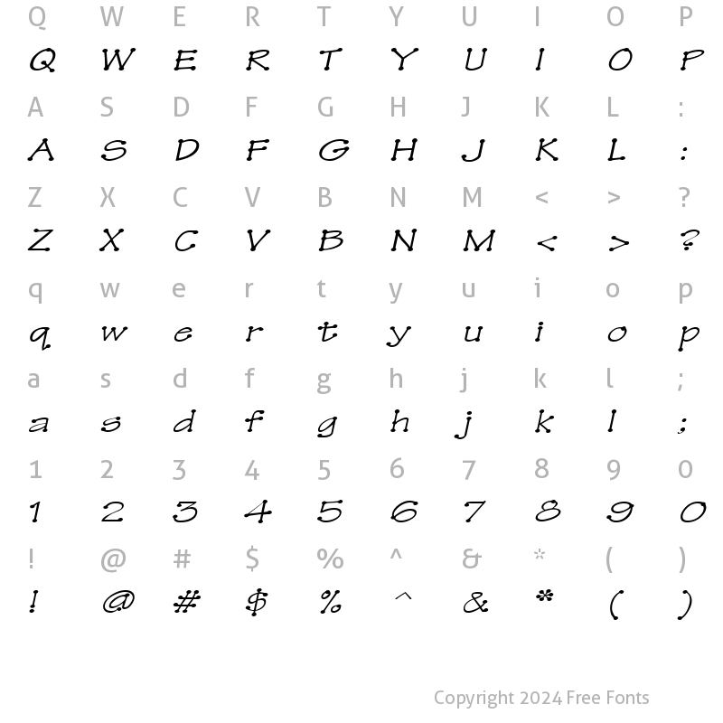 Character Map of TinkerToyExtended Oblique