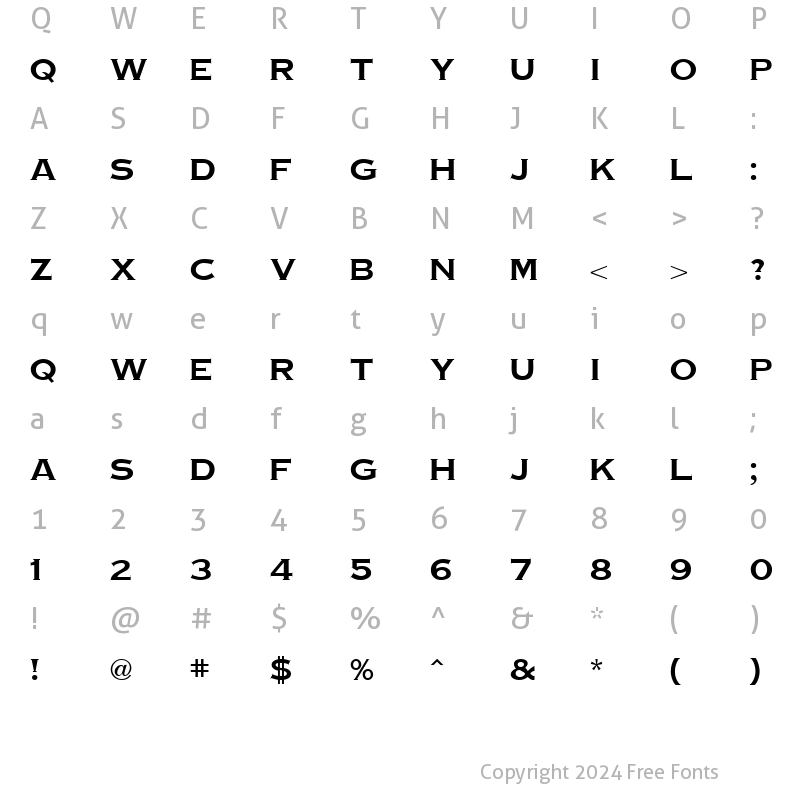 Character Map of TinPlate DB Regular