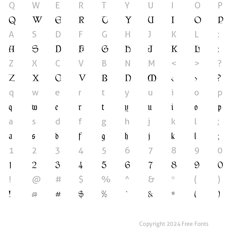 Character Map of Tintagel Regular