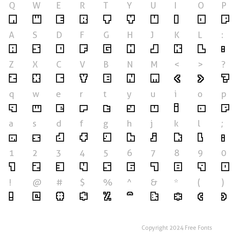 Character Map of Tiny BoxBitA10 Regular