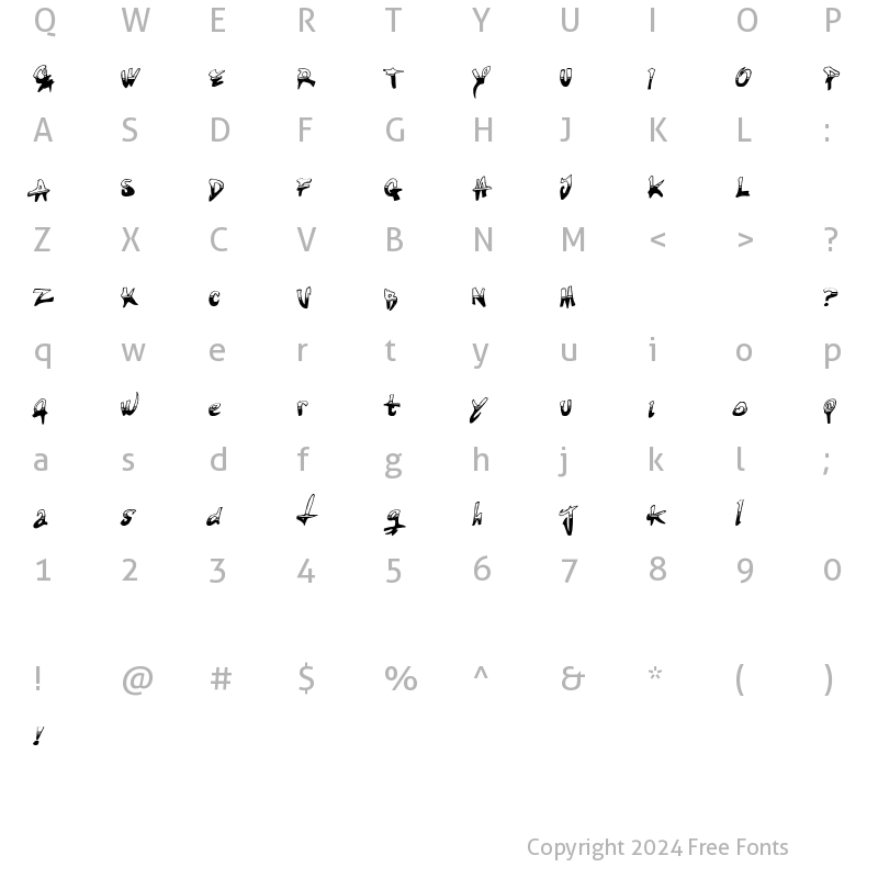 Character Map of TIRED TERRORIST Regular