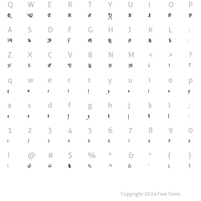 Character Map of tisk Regular