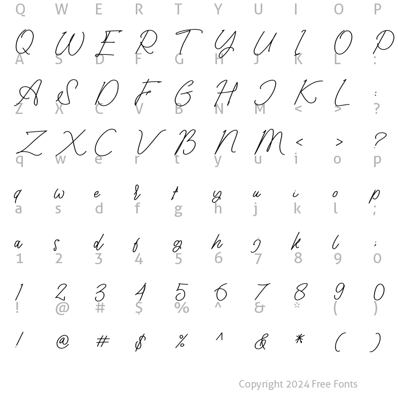 Character Map of Tisushine Monoline Bold