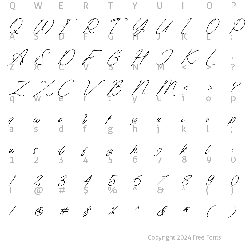 Character Map of Tisushine Monoline Bold Italic