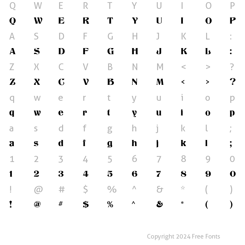 Character Map of Titania MF Regular