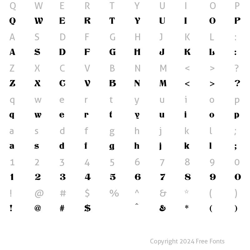 Character Map of Titania Regular