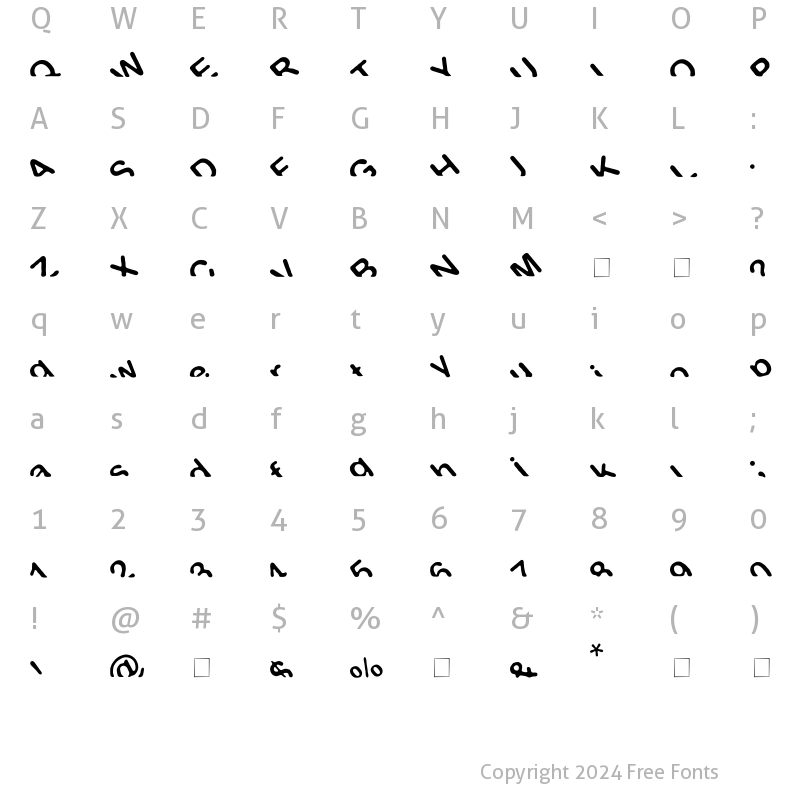 Character Map of Titanic Regular