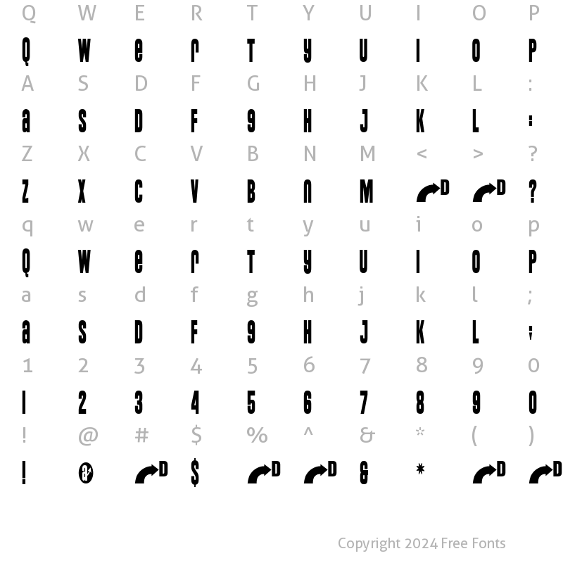 Character Map of Titanium Regular