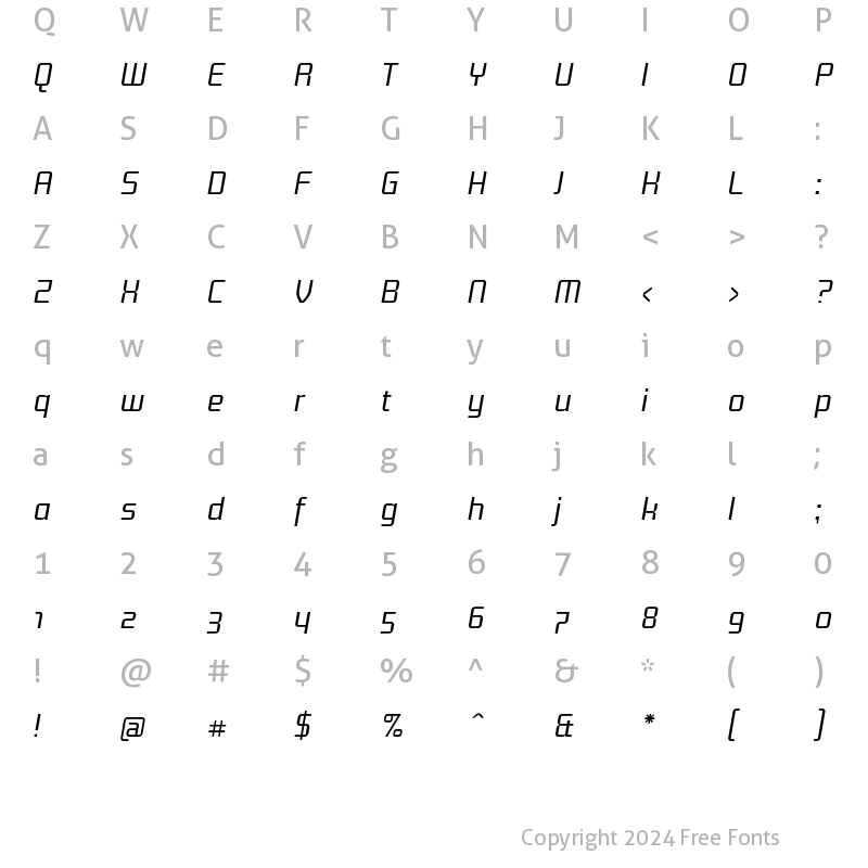 Character Map of TitanText Italic