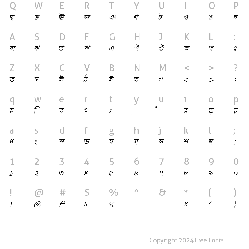 Character Map of TitashMJ Italic