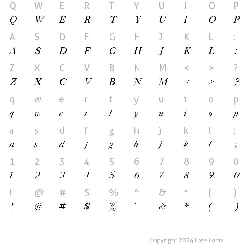 Character Map of Title Italic