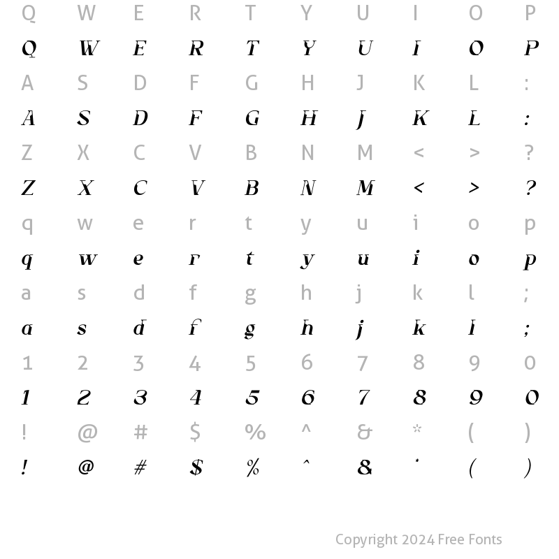 Character Map of Tittowest Italic