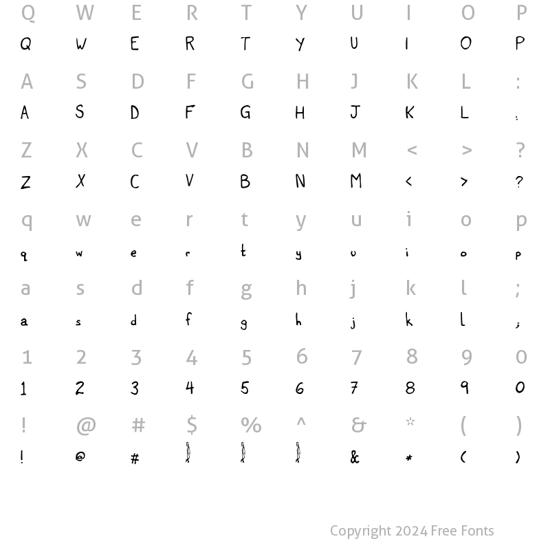 Character Map of Titwillow Regular