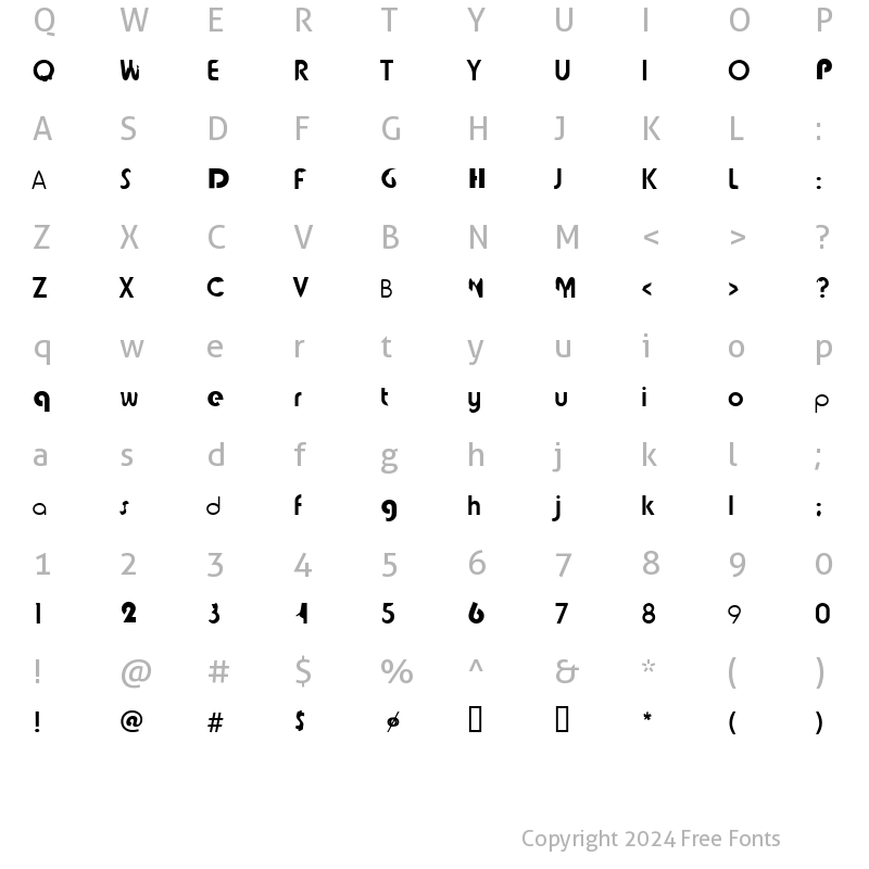 Character Map of tjockebo Regular