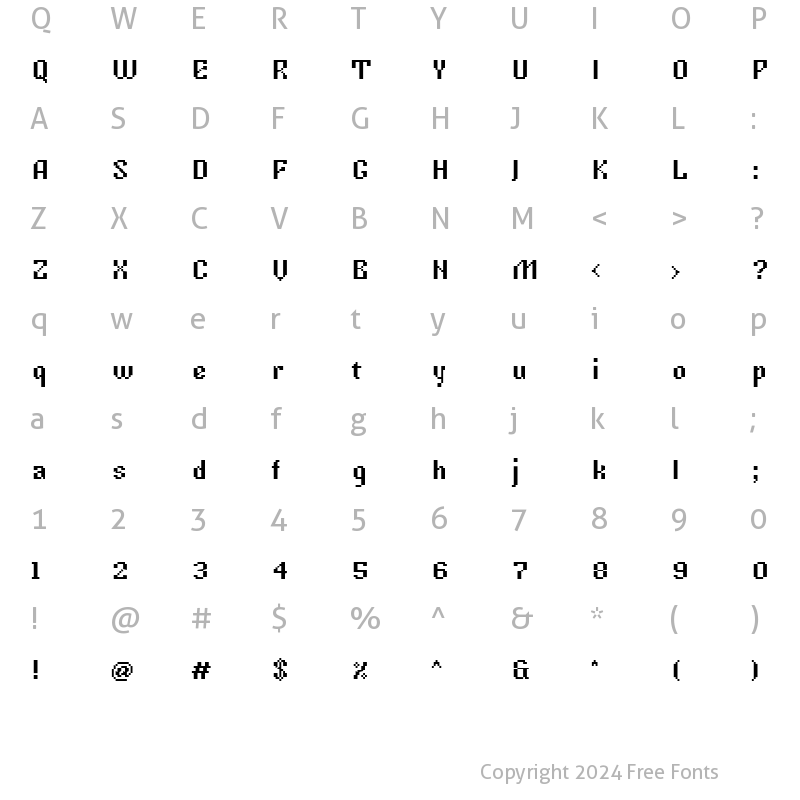 Character Map of Tkachevica-7px Regular