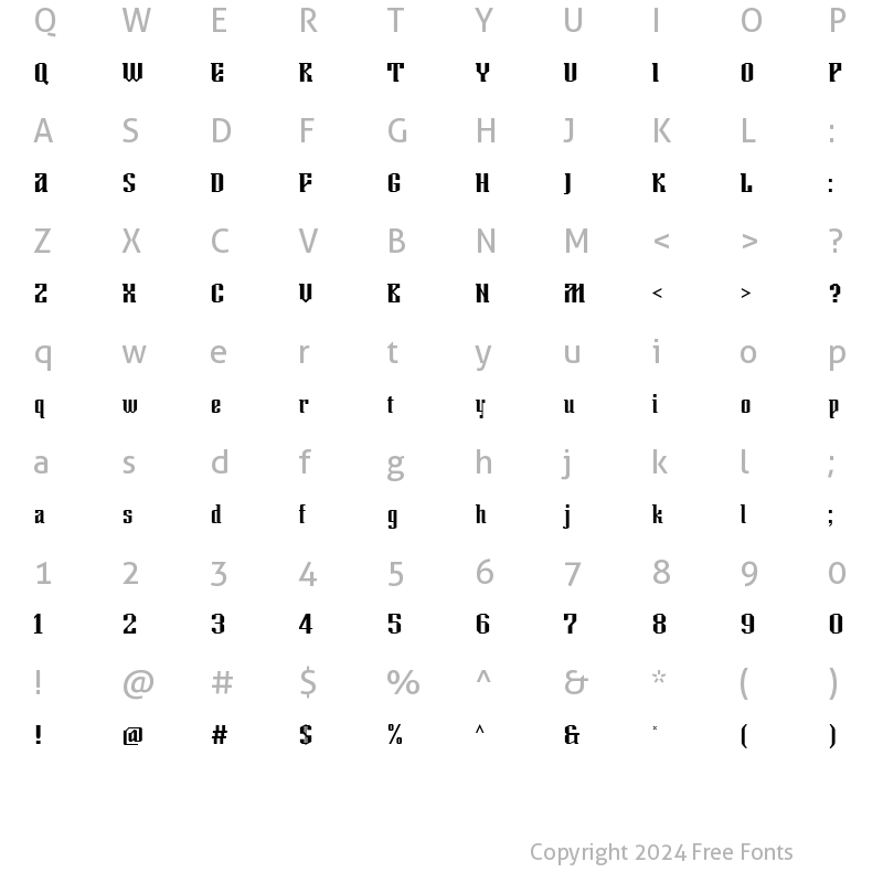 Character Map of Tkachevica Regular