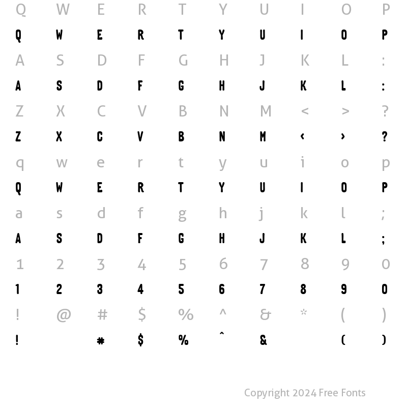 Character Map of TLMoulinRougeSolide Regular