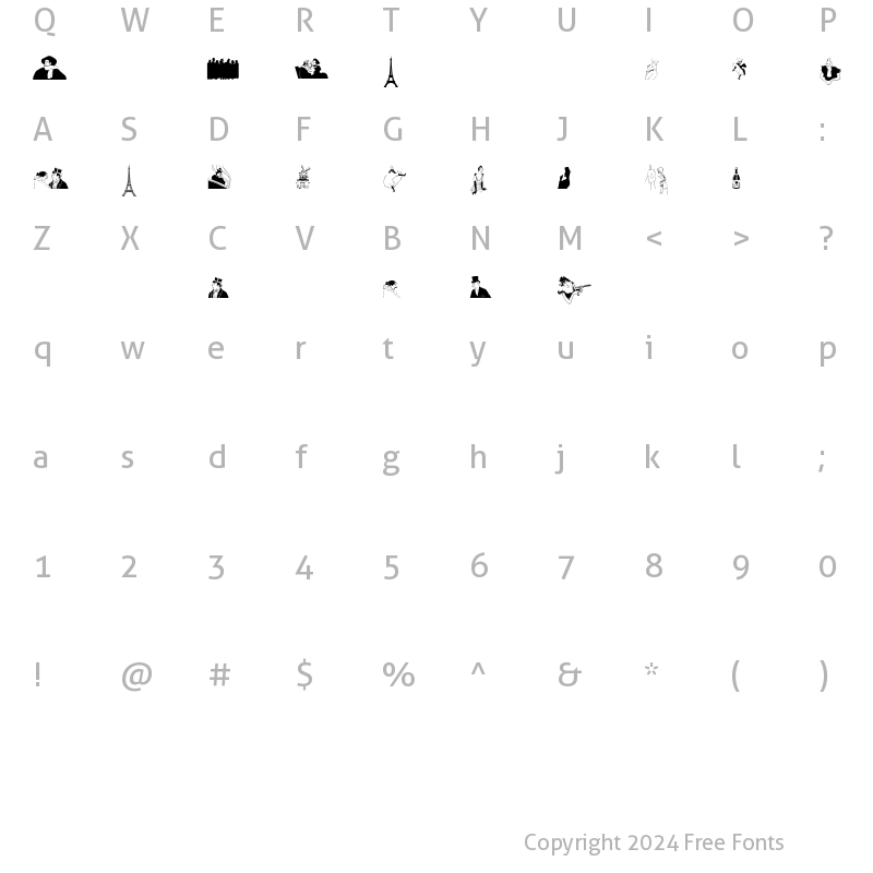 Character Map of TLToulouse-Lautrec Regular