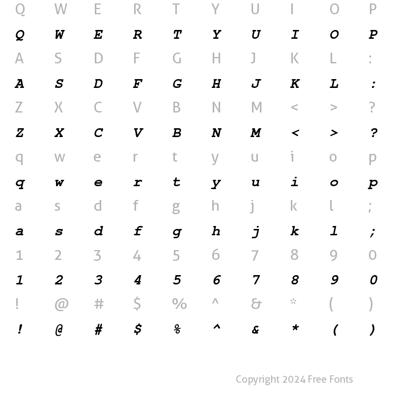 Character Map of TlwgTypewriter BoldOblique