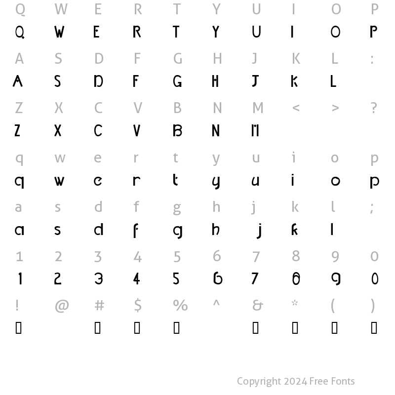 Character Map of TM DCC Normal