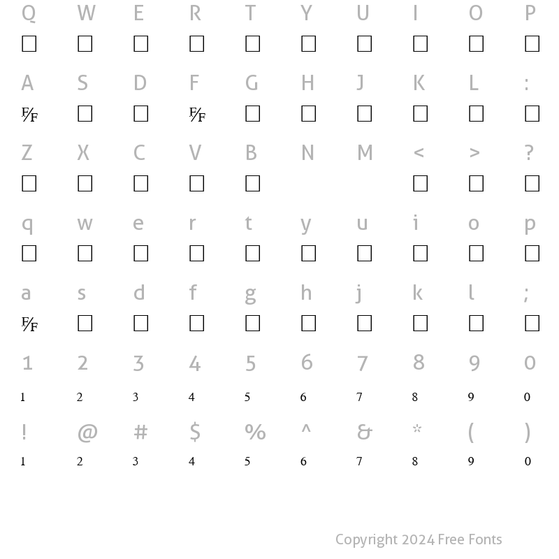 Character Map of TmsFB Normal