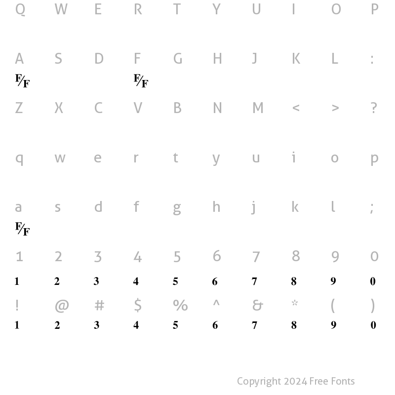 Character Map of TmsFE Bold