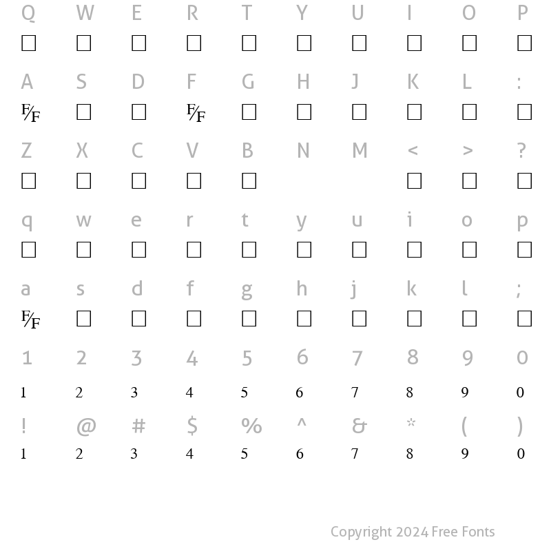 Character Map of TmsFE Normal