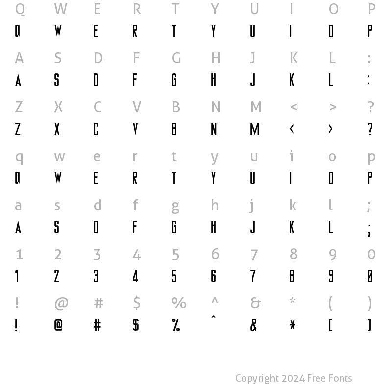 Character Map of TNGMonitors Regular