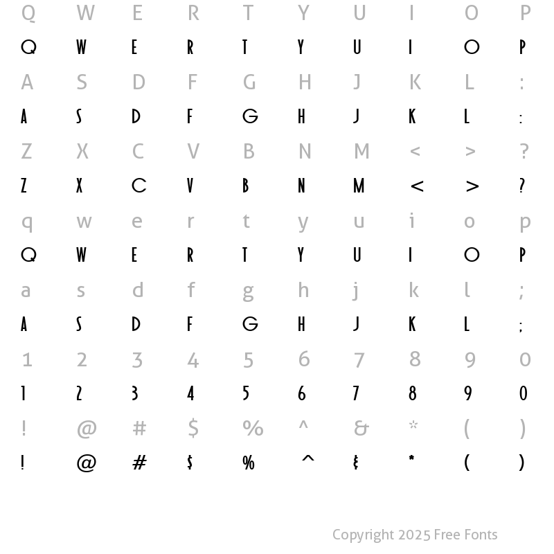 Character Map of Toasted Vein BTN Bold