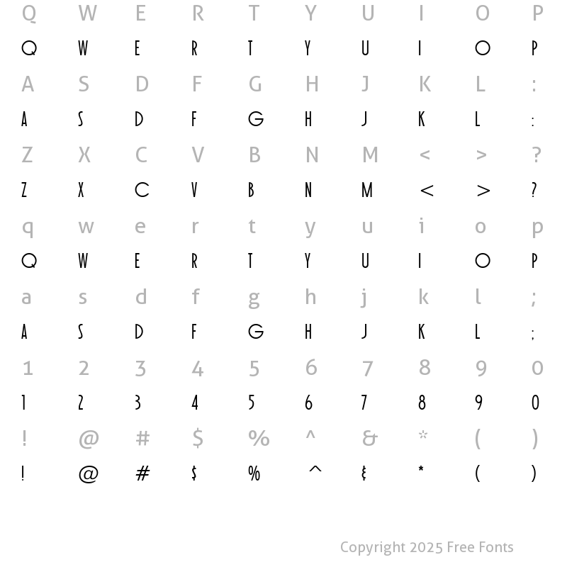 Character Map of Toasted Vein BTN Regular