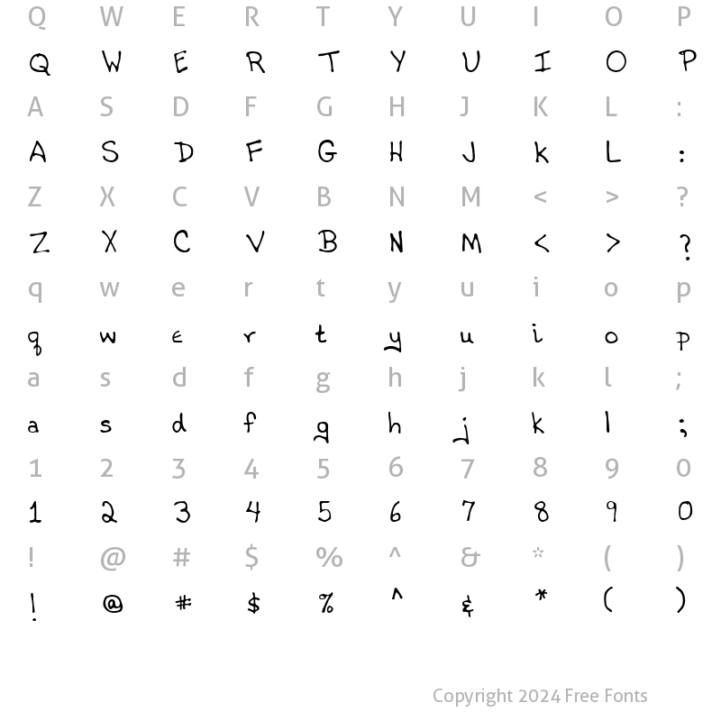 Character Map of Toby Regular