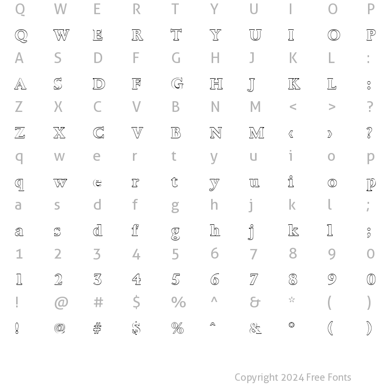 Character Map of TobyBeckerOutline Bold