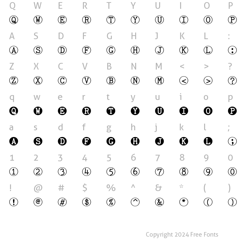 Character Map of TOCinRings Regular