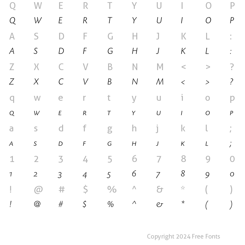 Character Map of TodaySB-CapLigIta Regular