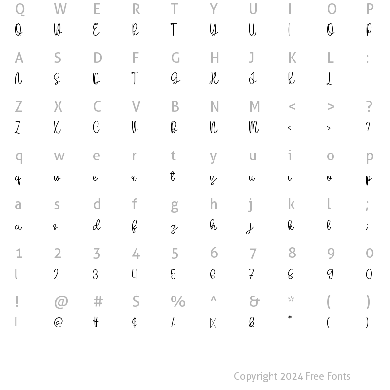 Character Map of Together Forever Script