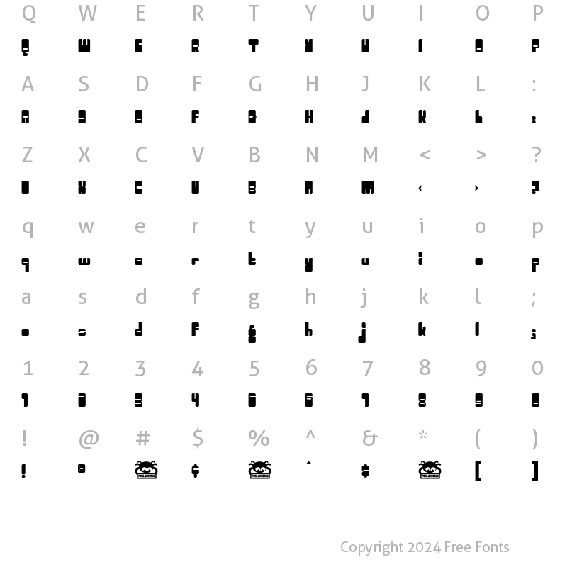 Character Map of Toggle Regular