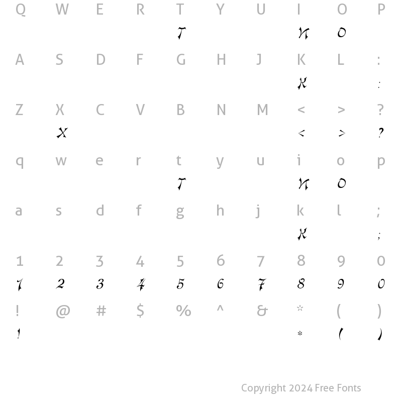 Character Map of Tokio Regular