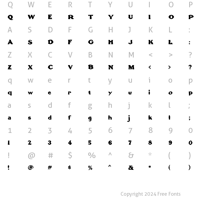 Character Map of Tomahawk MF Regular