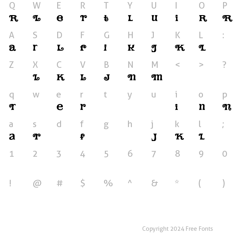 Character Map of Tomato Alternates II Regular