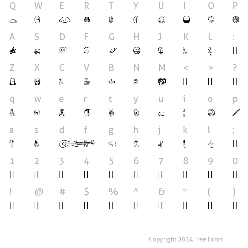 Character Map of Tombats 6 Regular