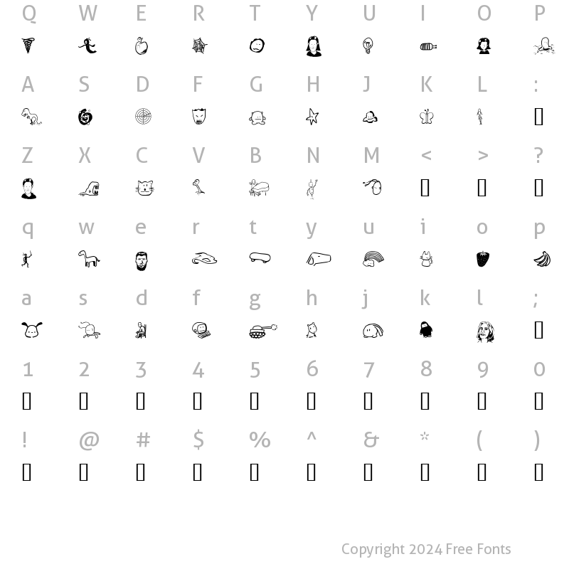 Character Map of Tombats 7 Regular