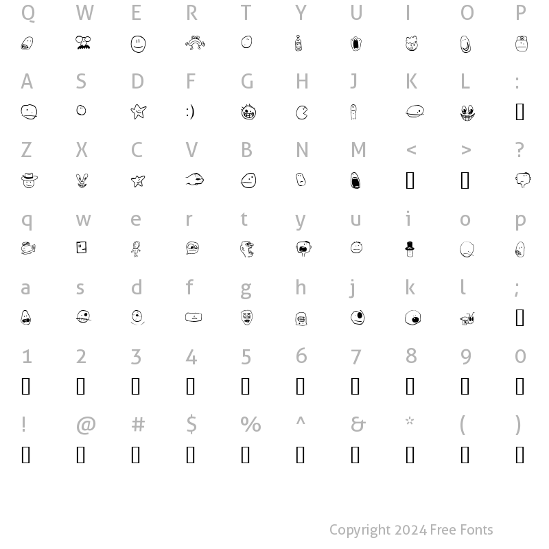 Character Map of Tombats Smilies Regular