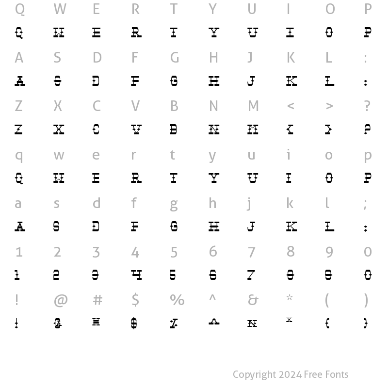 Character Map of Tombstone Expanded Expanded