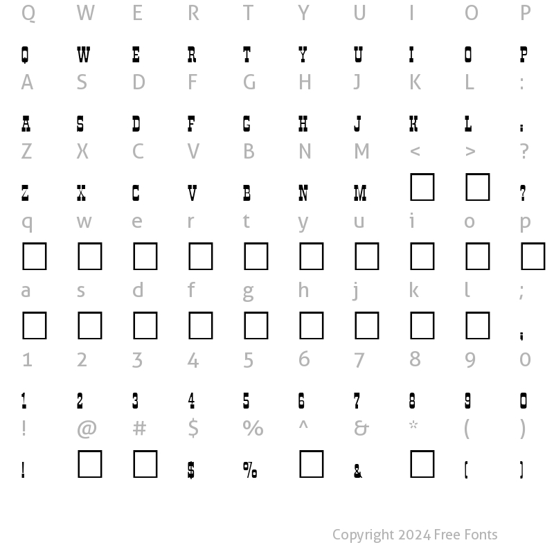 Character Map of Tombstone Regular