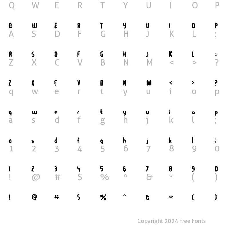 Character Map of TommyGun Regular