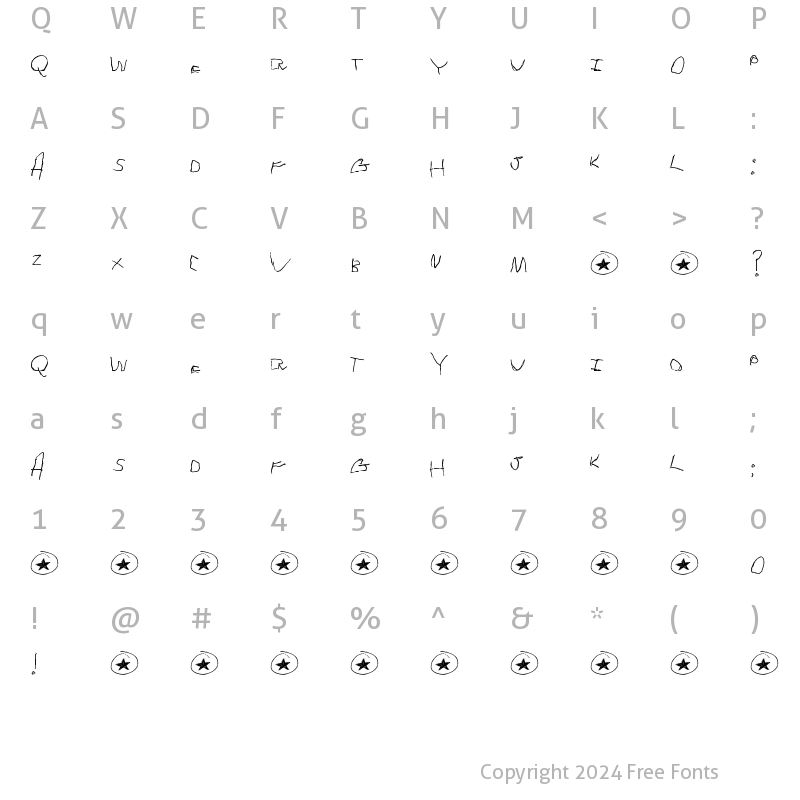 Character Map of Tommy's First Alphabet Regular