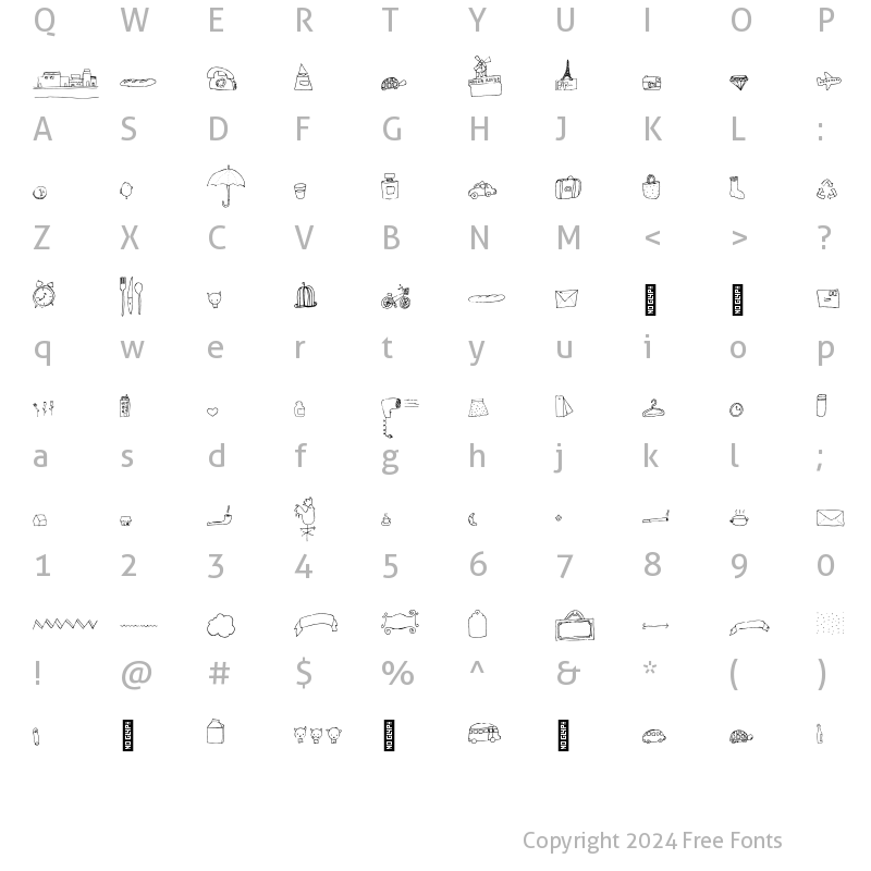 Character Map of TOMO Dora Sans Icons