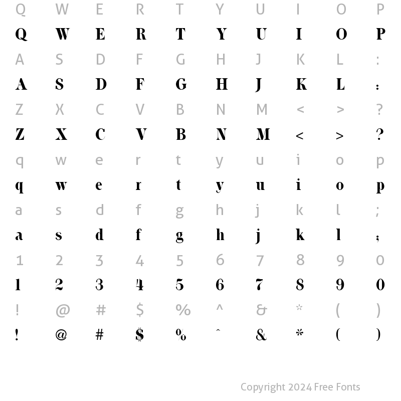 Character Map of Toms Roman Regular