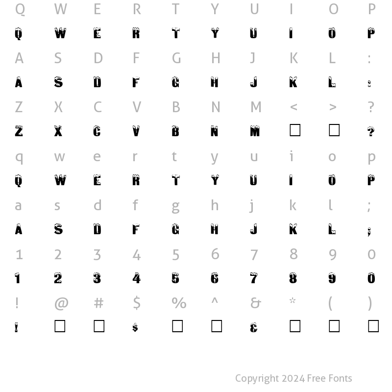 Character Map of ToneAndDebs Regular