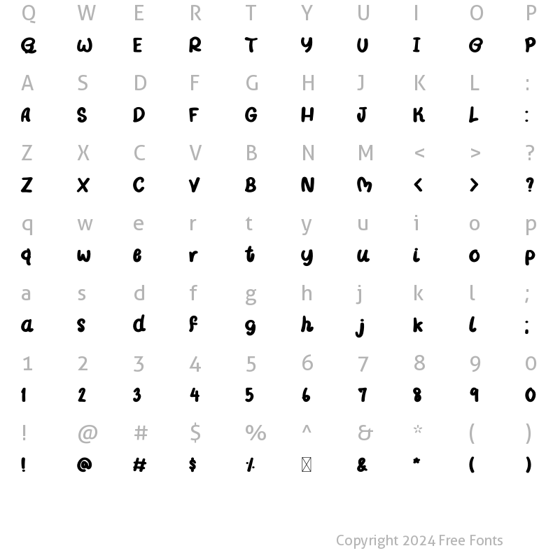 Character Map of Tonya Regular